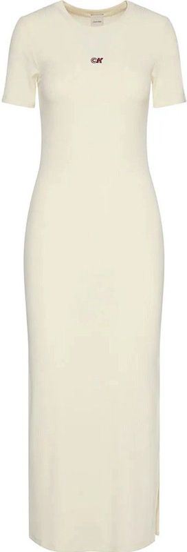 Calvin Klein Jeans Modal Korte Mouw Jurk Beige XS Vrouw