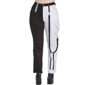 Banned - Azrael Half & Half Broek rechte pijpen - M - Zwart/Wit