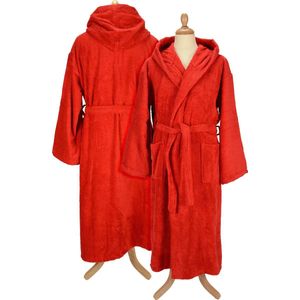 ARTG® Robezz - Badjas met Capuchon - 100% Badstof Katoen -Rood - Fire Red - Maat L/XL