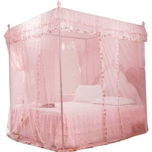 Klamboe 4 Hoekpost voor Meisjes en Volwassenen - Luxe Prinses Slaapkamer Decoratie met 3 Openingen
