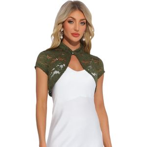 Kanten bolero met korte mouwen voor dames, transparant - Stijlvolle cardigan voor bruiloftsgasten - Elegant en modieus ontwerp.