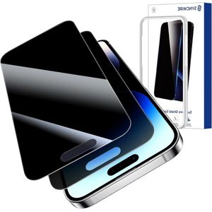 Privacy Screen Protector voor iPhone 14 Pro 61 inch 2-Pack Onbreekbare Anti Spy Gehard Glas Saver Zwart [Eenvoudige Installatie Frame] [10x Sterker] [Bubble Free] [Gevoelige aanraking]