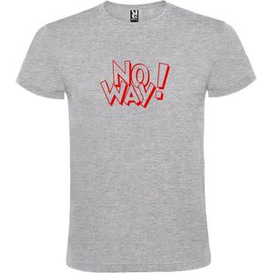 Grijs T-shirt ‘No Way!’ Rood Maat 3XL