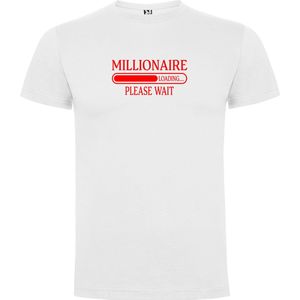 Wit T-Shirt met “ Millionaire Loading“ Afbeelding Rood Maat M