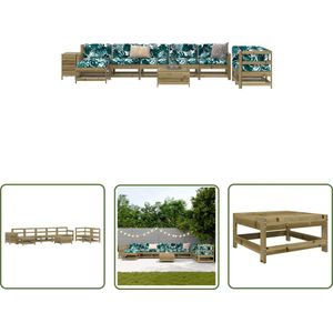 The Living Store 10-delige Loungeset geïmpregneerd grenenhout - Loungeset - Tuinmeubels - Buitendining - Teak - Houtsoort