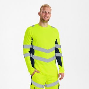 Engel - Safety T-shirt - Hi-vis Yellow / Blue Ink - Lange Mouwen - EN ISO 20471 Klasse 2