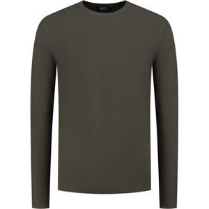 GENTS - Ronde hals structuur - Wol - Groen - Maat XXL/XXL