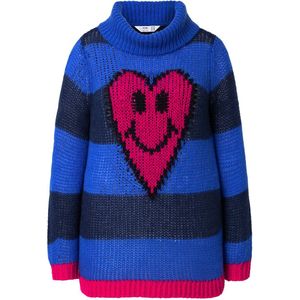 Angel of Style - Dames - Pullover straight fit blokstrepen hart-smiley - Blauw - Maat 50+