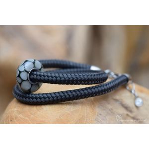 Armband Mét Crematie-as Glasbedel Voor Heren-wordt Op Maat Voor U Gemaakt!-6mm Dubbel Sail Rope Grijs-herinneringssieraad-assieraad-muranoglas Donkergrijs Met Druppels-as Vast In Glas Verwerkt-sieraad Met Crematie-as Kraal -urn Mens-urn Dier-hond-kat