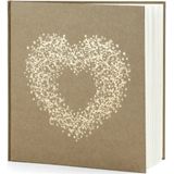 Partydeco Gastenboek kraft hart - goud