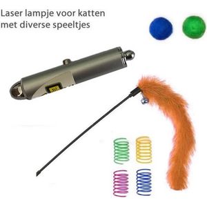 Laser lampje voor kat met diverse speeltjes