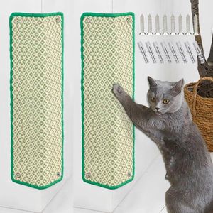 Krabmat voor katten 2 stuks krasbescherming sisal kattenkrabmat muur voor bescherming van tapijten en banken 60 x 25 cm (groen)