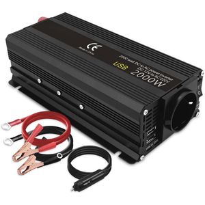 Spanningsomvormer 12V naar 230V 2000W met 2 USB-aansluitingen