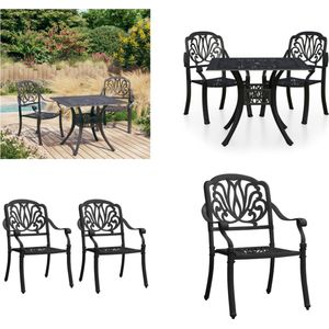 vidaXL 3-delige Bistroset gietaluminium zwart - Bistroset - Bistrosets - Bistro Set - Bistro Sets