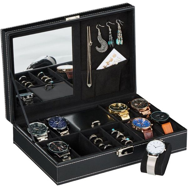 Deluxa horlogebox horlogedoos voor 5 horloges zwart
