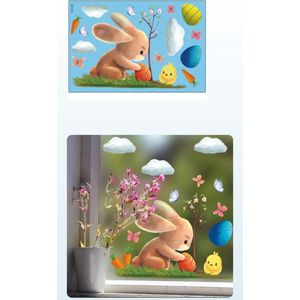 Akyol - Pasen stickers - Paassticker - Raamsticker - raamsticker voor Pasen - leuke raam decoratie Pasen - Konijn - Paas decoratie - Pasen versiering - stickers voor op je raam - Pasen - stickers - Konijn sticker