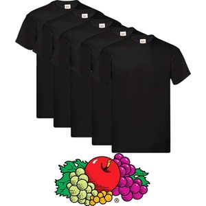 5 pack Zwarte shirts Fruit of the Loom ronde hals maat S Original