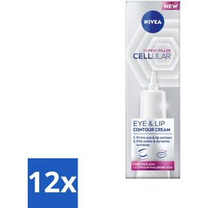 12 x NIVEA - Oogcrème - CELLular Expert Filler Anti-Veroudering - Voor ouder wordende huid - Met Hyaluronzuur & Puur Foliumzuur - 15 ml - NIVEA Oogcreme - Anti-rimpel Crème - Oogcontour Crème - Anti-aging - Fijne Lijntjes