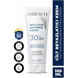 Embeauty Rice Flour Skin Whitening Huidblekende Verhelderende Anti-Blemish Verzorgingscrème 30 SPF Alle huidtypes 100 ml