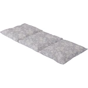Kersenpitkussen Langwerpig Cervico - 50 x 20cm - Grijs met Witte Bloemen