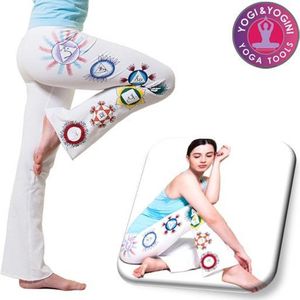 Yoga handgeschilderde Chakra broek - Katoen - Wit - Maat L