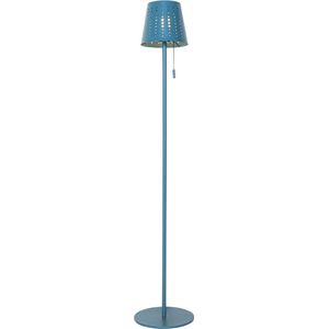 QAZQA ferre - Design Dimbare LED Draadloze Oplaadbare Vloerlamp USB | Staande Lamp met Dimmer met Solar | Zonne energie - 1 lichts - H 94 cm - Blauw - Buitenverlichting