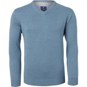 Redmond heren trui katoen - V-hals - grijs-blauw -  Maat M