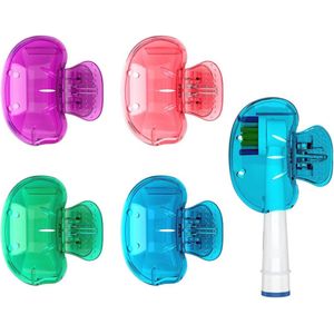 Set van 4 veelkleurige tandenborstelkophoezen - universele clip-on beschermer voor handmatige en elektrische borstels
