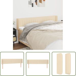 The Living Store Hoofdbord met randen 183x16x78/88 cm stof crèmekleurig - Hoofd Bord - Hoofdkussen - Beddecoratie - Bedroom Decor - Klassiek Hoofdbord