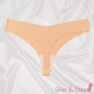 SilverAndCoco® - Naadloze String / Seamless Onderbroek Dames / Zacht Brazilian Slipje / Naadloos Stretch Ondergoed Vrouw / Kleding Strings Dames Lingerie Broekje - Oranje Large / L