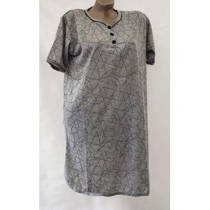 Dames nachthemd korte mouw met print M 38-40 grijs/zwart