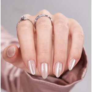 BIMA Nails - Soft Gel Press-On nagels - Short Almond - Plaknagels met lijm - Zelfklevende nepnagels - Fairy Frost - Cat Eye - 30 stuks (15 maten)