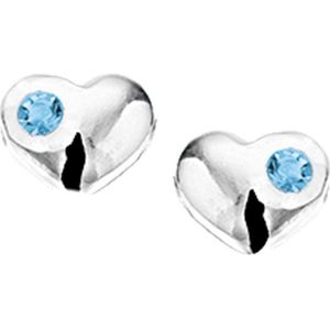 YO&NO - Oorbellen - Zilver - Oorknoppen - Hart - Strass aqua - 7,5/6,5mm - Kinderen - Zilver 925