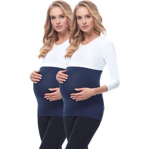 Be Mammy Dames Zwangerschapsbuikband - Zwanger - Viscose - 2Pack - BE-BE20-169-BB-2pack - Donkerblauw/Donkerblauw - 36/38