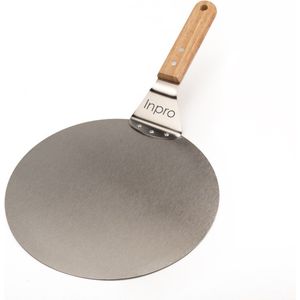 Inpro Pizzaschep RVS - Rond - Voor BBQ en oven - Pizzaspatel - Taartschep - Houten handvat - BBQ Gereedschap - Keukengerei - 30 cm diameter - Spatel