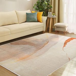 Vloerkleed voor woonkamer, modern abstract tapijt, zacht polig, eetkamer, slaapkamer, huisdecoratie, antislip tapijt (bruin/goud, 160 x 200 cm)