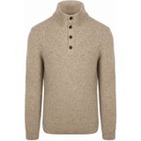 Gant - Half Zip - Bruin - Wool blend - Neps - Half Buttoned