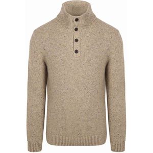 Gant - Half Zip - Bruin - Wool blend - Neps - Half Buttoned