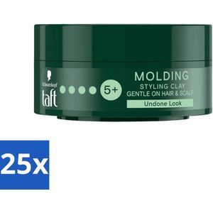 25 x Taft - Molding Styling Clay - Hold 5+ - Vormbare hold - 75 ml - Matte Styling Clay - Vormbare Hold - Textuur Haar - Hold 5+