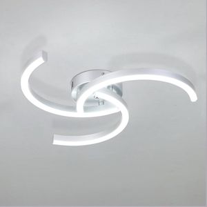 Goeco plafondlamp - 52cm - Groot - LED - 24W - 6500K - koel wit licht -gebogen design-plafondlamp - zilveren - voor woonkamer, slaapkamer, keuken, hal en slaapkamer