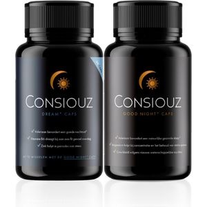 COMBI DEAL Consiouz Good Night caps + Dreamcaps ® Natuurlijk Slaapsupplement - Beter Slapen en Minder Vermoeidheid – Met Melatonine - Valeriaan - Magnesium Bisglycinaat