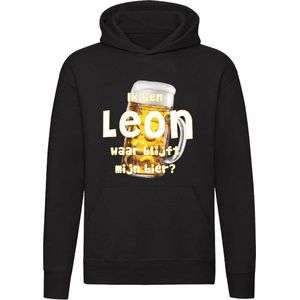 Ik ben Leon, waar blijft mijn bier Hoodie - cafe - kroeg - feest - festival - zuipen - drank - alcohol - naam - trui - sweater - capuchon