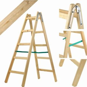 Zylo® Huishoudtrap 5 Treden - Huishoudtrap - Keukentrap - 102x52x145cm - Bruin