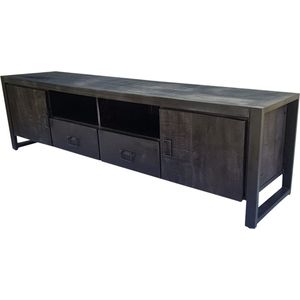 Tv kast Finn - Tv meubel zwart - Tv meubel hout 200 cm