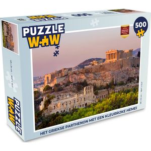 Puzzel Het Griekse Parthenon met een kleurrijke hemel - Legpuzzel - Puzzel 500 stukjes
