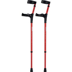 Elleboogkrukken ergonomisch Rood. Maat M/L - Loopkrukken - krukken anatomische handvatten, gesloten manchet - Set - paar van 2