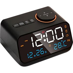 WNHB® Digitale wekkerradio op netstroom – Klokradio met LED display en wake up light – Multifunctionele wekker zwart