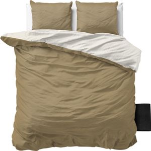 Zensation Twee Kleuren Dekbedovertrek - 240x200/220 + 2 Kussenslopen 60x70 - Creme/Taupe
