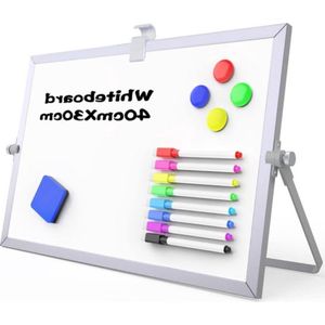 30 x 40 cm Mini Magnetisch Dubbelzijdig Whiteboard met Standaard A3 - Draagbaar Schildersezel voor Tekening - Thuis en Op School magneetbord 60x90