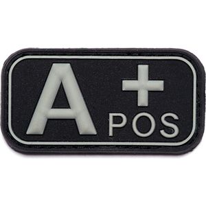Embleem 3D PVC Bloedgroep A+ POS zwart